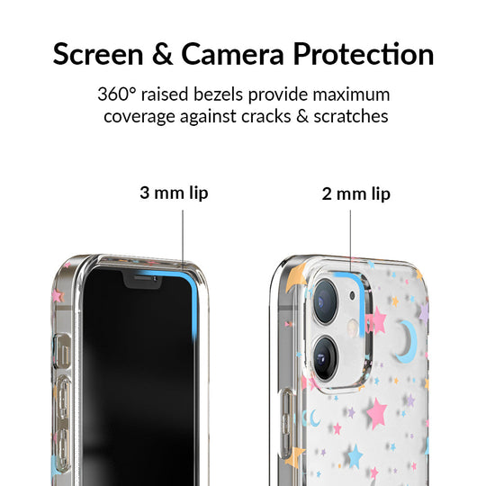 Pastel Starry Night Clear iPhone Case – Chic Designer-Style Phone Cover