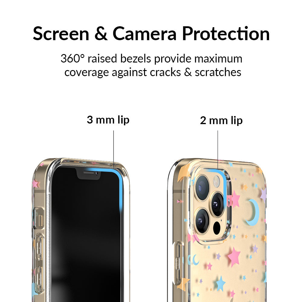 Pastel Starry Night Clear iPhone Case – Chic Designer-Style Phone Cover