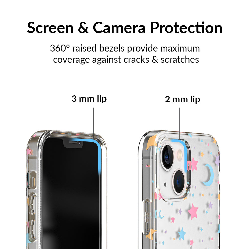 Pastel Starry Night Clear iPhone Case – Chic Designer-Style Phone Cover