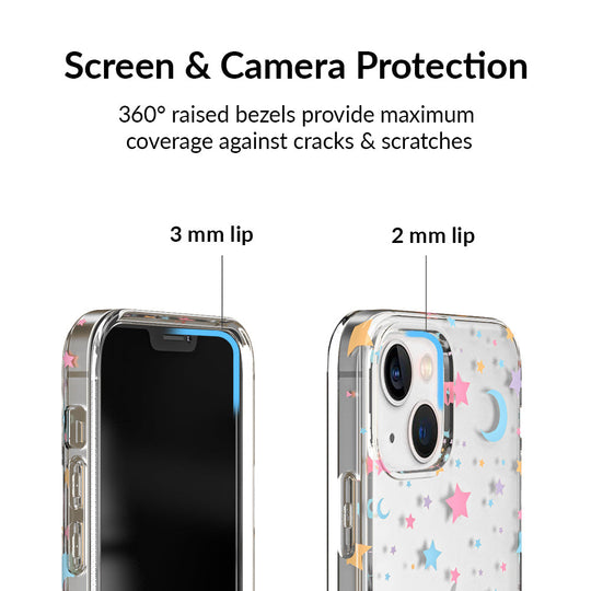 Pastel Starry Night Clear iPhone Case – Chic Designer-Style Phone Cover