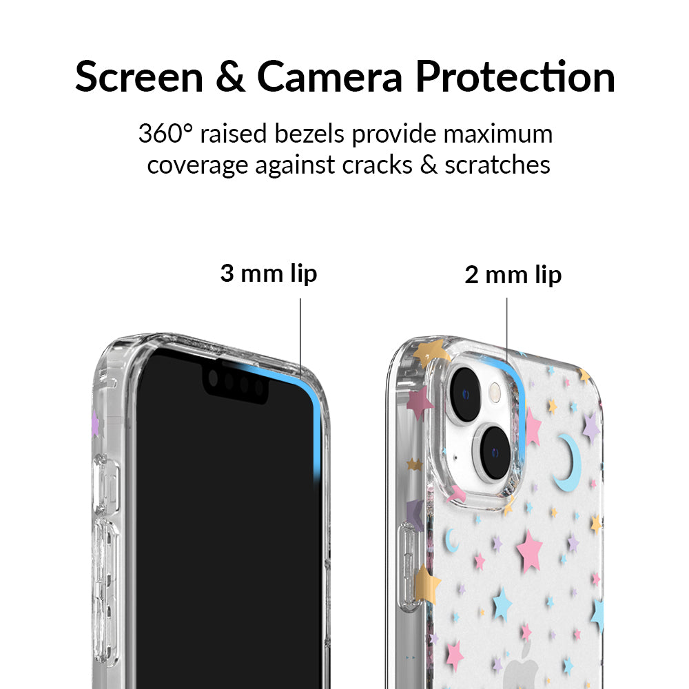 Pastel Starry Night Clear iPhone Case – Chic Designer-Style Phone Cover