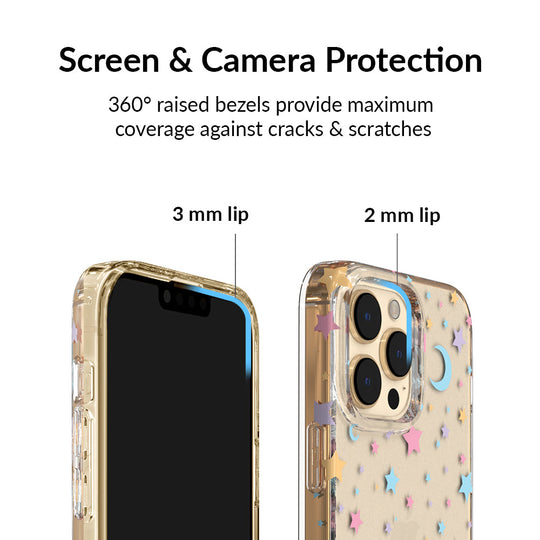 Pastel Starry Night Clear iPhone Case – Chic Designer-Style Phone Cover