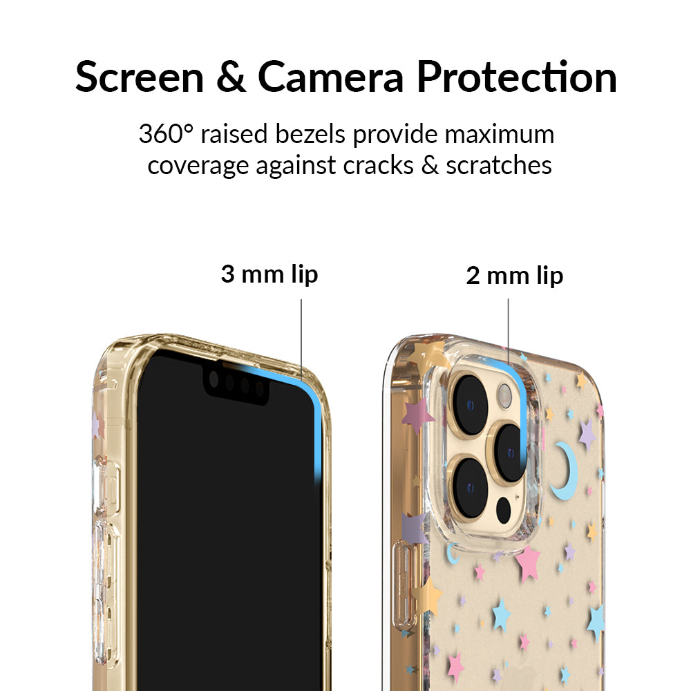 Pastel Starry Night Clear iPhone Case – Chic Designer-Style Phone Cover