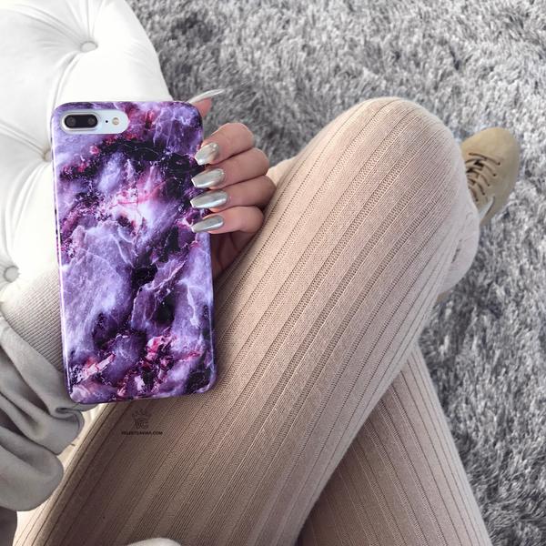 Purple Stone Marble iPhone Case – Luxury Aesthetic Phone Cover