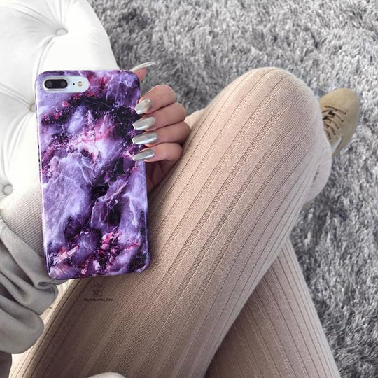 Purple Stone Marble iPhone Case – Luxury Aesthetic Phone Cover