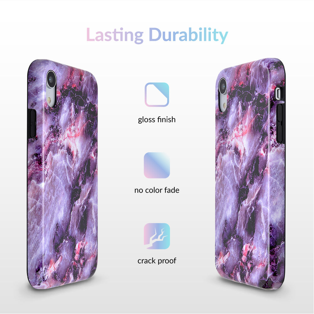 Purple Stone Marble iPhone Case – Luxury Aesthetic Phone Cover