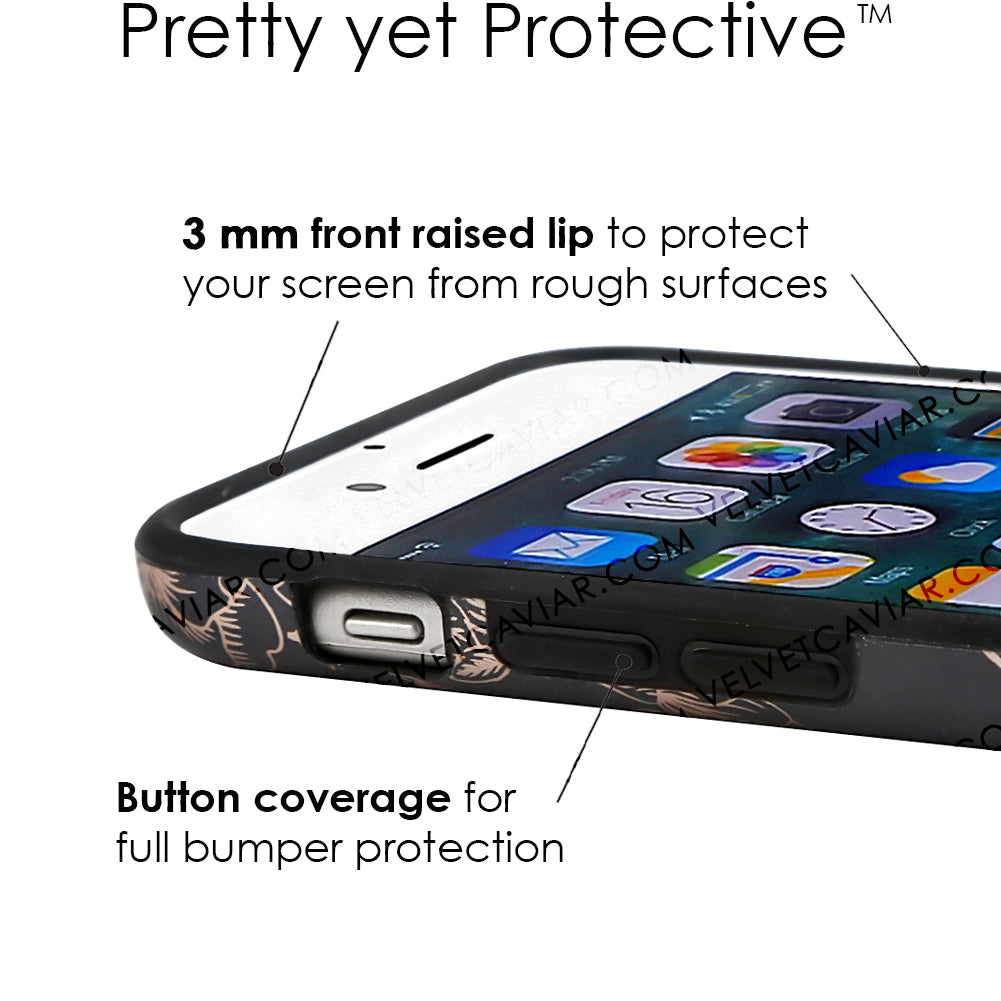 Floral Rose Gold Chrome iPhone Case – Aesthetic Shockproof Phone Cover