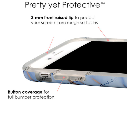 Sky Blue Rose Gold Chrome Marble iPhone Case – Trendy Protective Phone Cover