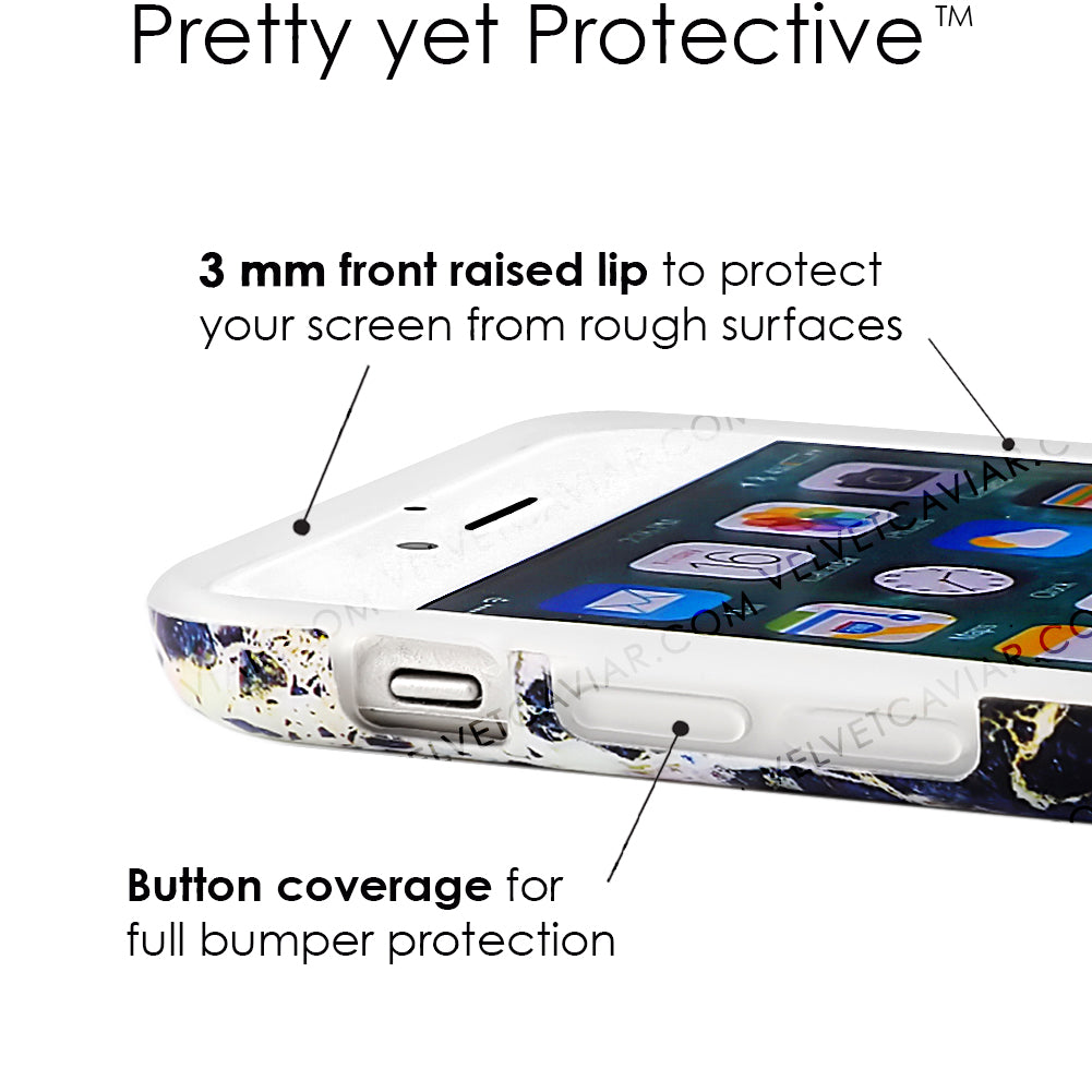 Midnight Gold Marble iPhone Case – Aesthetic Shockproof Phone Cover