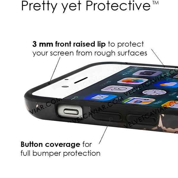 Black Marble Rose Gold Chrome iPhone Case – Aesthetic Shockproof Phone Cover