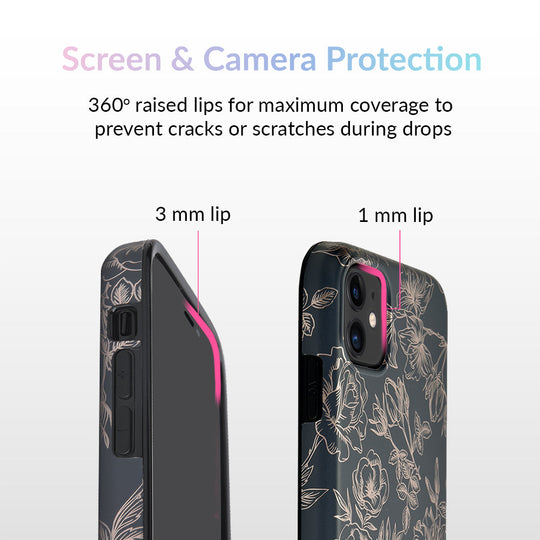 Floral Rose Gold Chrome iPhone Case – Aesthetic Shockproof Phone Cover
