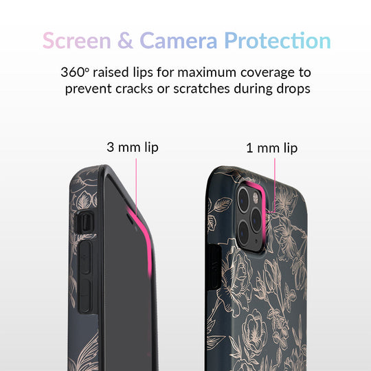Floral Rose Gold Chrome iPhone Case – Aesthetic Shockproof Phone Cover