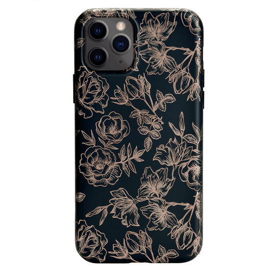 Floral Rose Gold Chrome iPhone Case – Aesthetic Shockproof Phone Cover