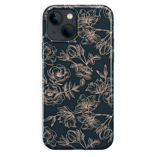 Floral Rose Gold Chrome iPhone Case – Aesthetic Shockproof Phone Cover