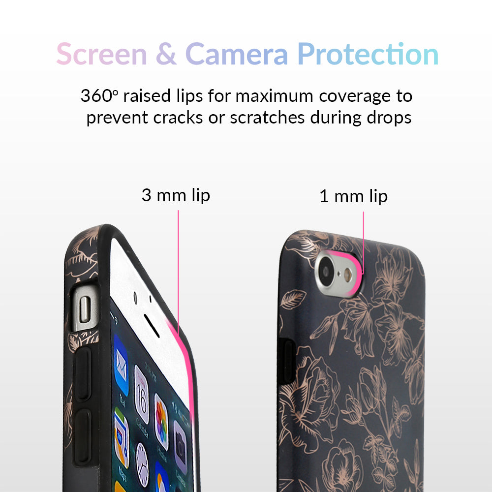 Floral Rose Gold Chrome iPhone Case – Aesthetic Shockproof Phone Cover