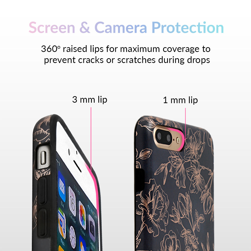 Floral Rose Gold Chrome iPhone Case – Aesthetic Shockproof Phone Cover