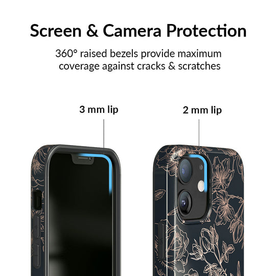 Floral Rose Gold Chrome iPhone Case – Aesthetic Shockproof Phone Cover
