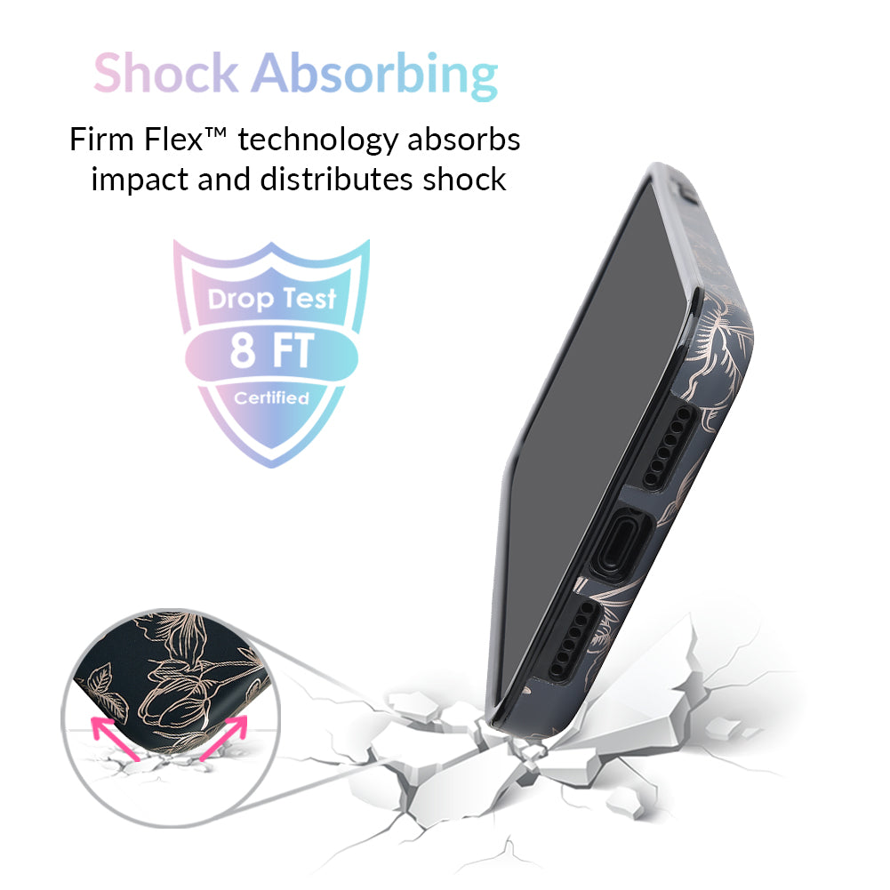 Floral Rose Gold Chrome iPhone Case – Aesthetic Shockproof Phone Cover