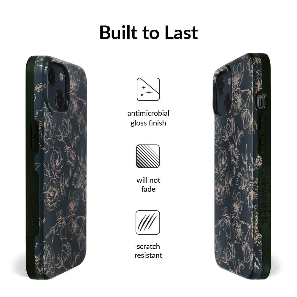 Floral Rose Gold Chrome iPhone Case – Aesthetic Shockproof Phone Cover