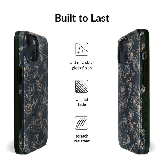 Floral Rose Gold Chrome iPhone Case – Aesthetic Shockproof Phone Cover