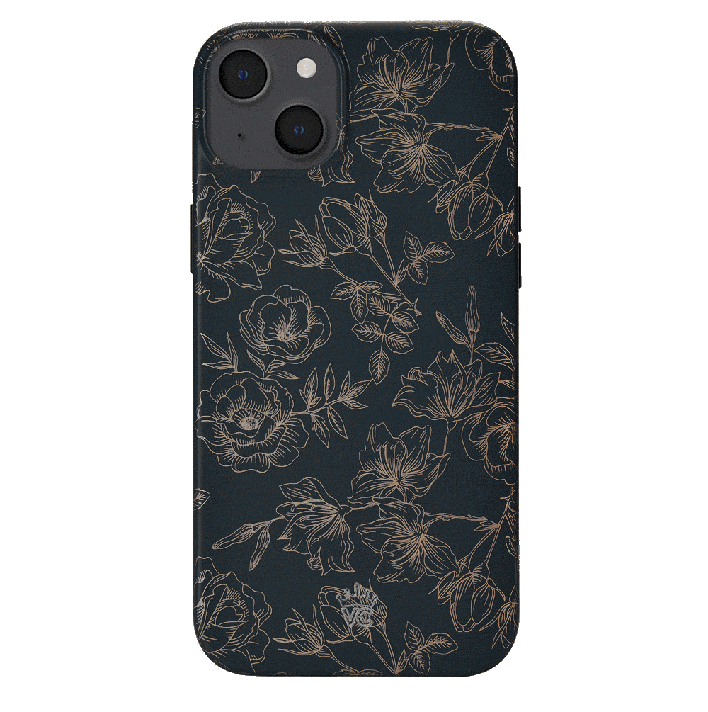 Floral Rose Gold Chrome iPhone Case – Aesthetic Shockproof Phone Cover