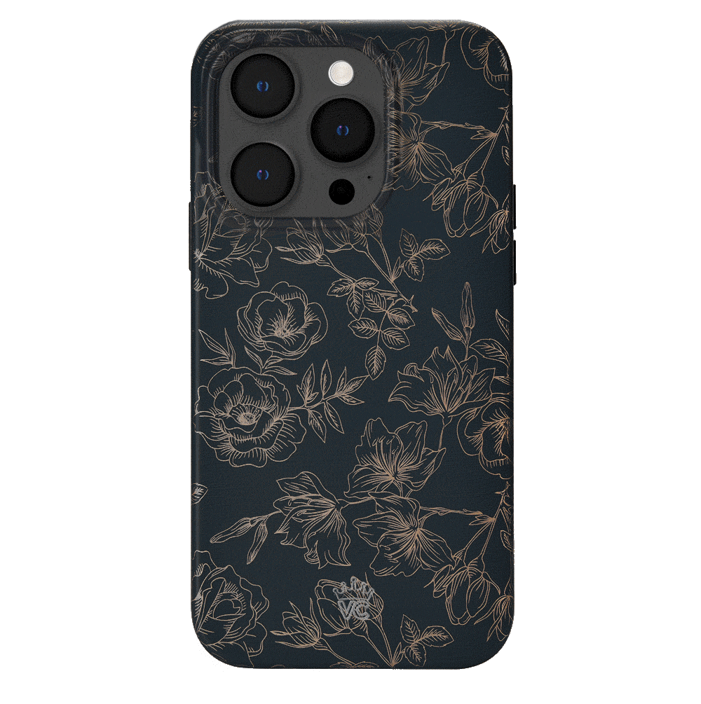 Floral Rose Gold Chrome iPhone Case – Aesthetic Shockproof Phone Cover