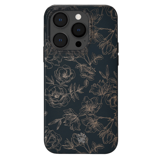 Floral Rose Gold Chrome iPhone Case – Aesthetic Shockproof Phone Cover