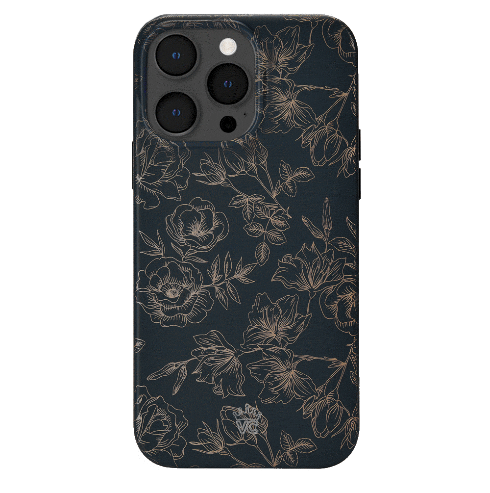 Floral Rose Gold Chrome iPhone Case – Aesthetic Shockproof Phone Cover