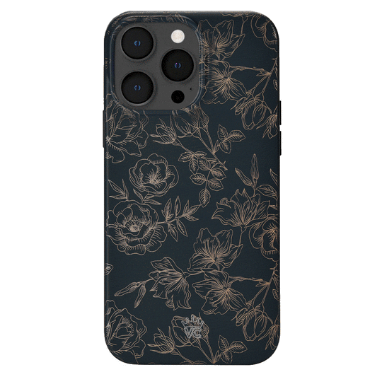 Floral Rose Gold Chrome iPhone Case – Aesthetic Shockproof Phone Cover