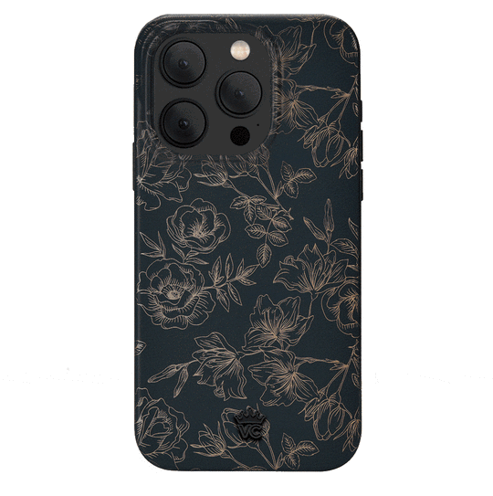Floral Rose Gold Chrome iPhone Case – Aesthetic Shockproof Phone Cover