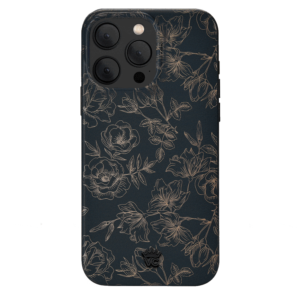 Floral Rose Gold Chrome iPhone Case – Aesthetic Shockproof Phone Cover