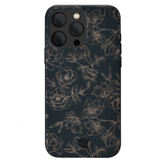 Floral Rose Gold Chrome iPhone Case – Aesthetic Shockproof Phone Cover