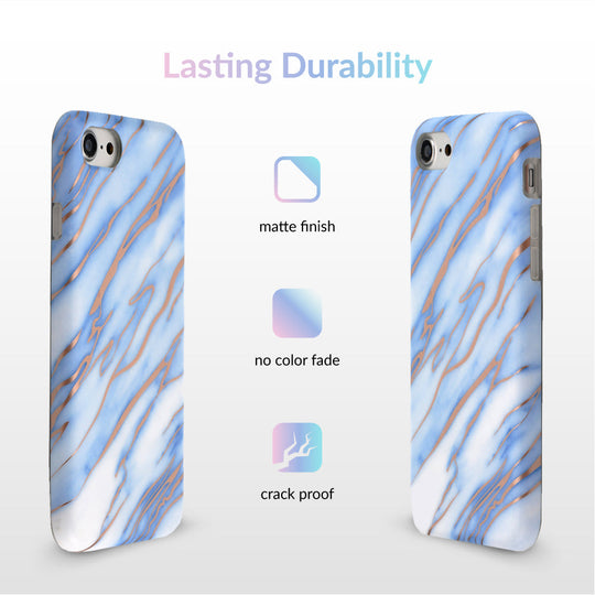 Sky Blue Rose Gold Chrome Marble iPhone Case – Trendy Protective Phone Cover