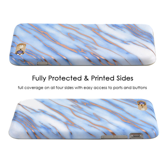 Sky Blue Rose Gold Chrome Marble iPhone Case – Trendy Protective Phone Cover