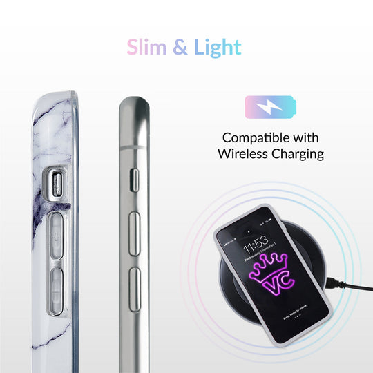 White & Gray Marble iPhone Case – Trendy Protective Phone Cover